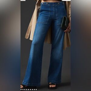 Pilcro Anthropologie High Rise Wide Leg Utility Trouser Jeans 28